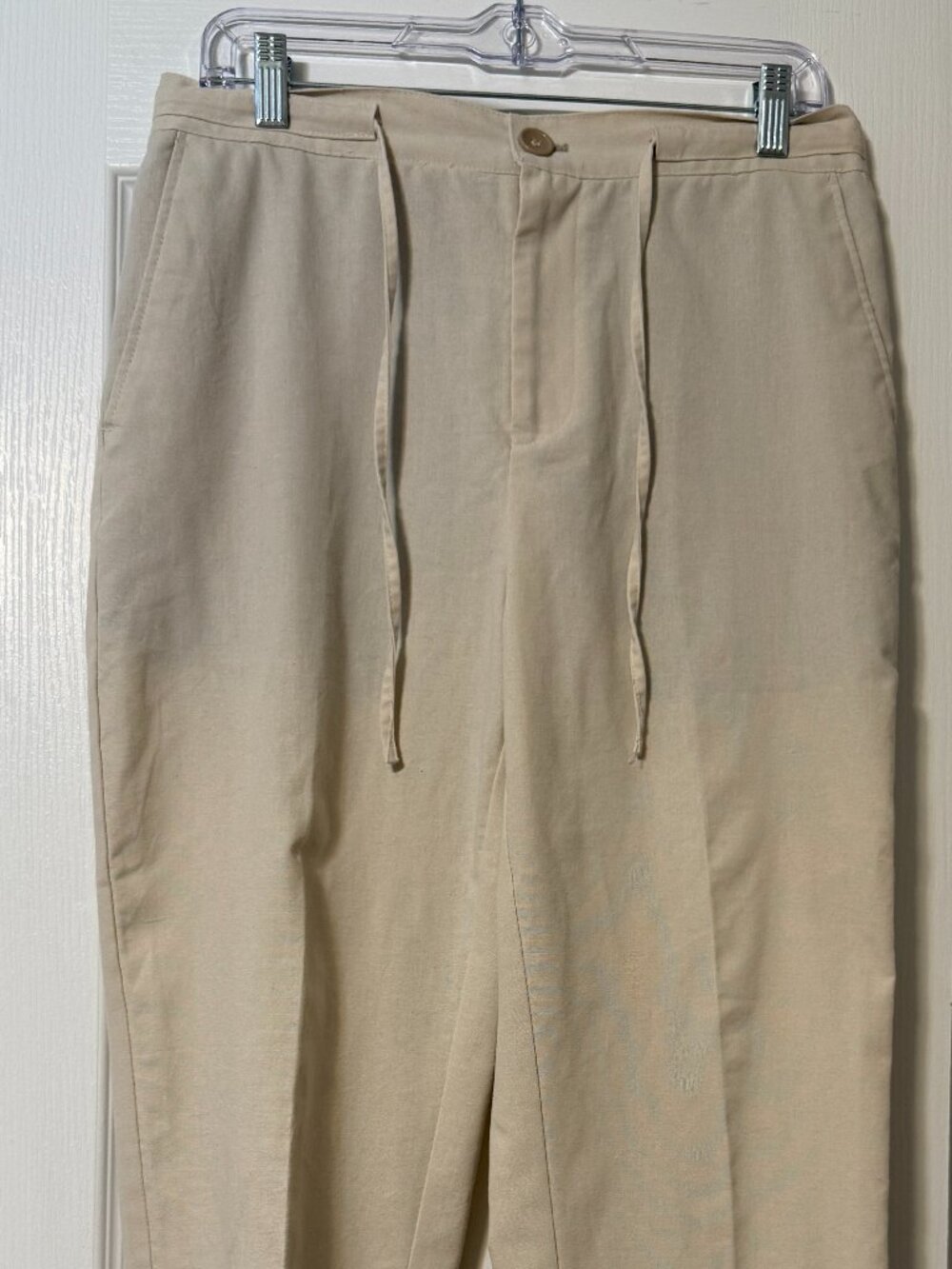 Coofandy Men's Beige Linen Blend Drawstring Pants